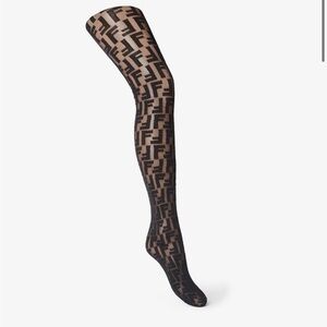 Fendi Black Sheer Monogram Tights AUTHENTIC